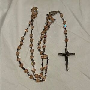 Elegant Crystal Rosary Necklace